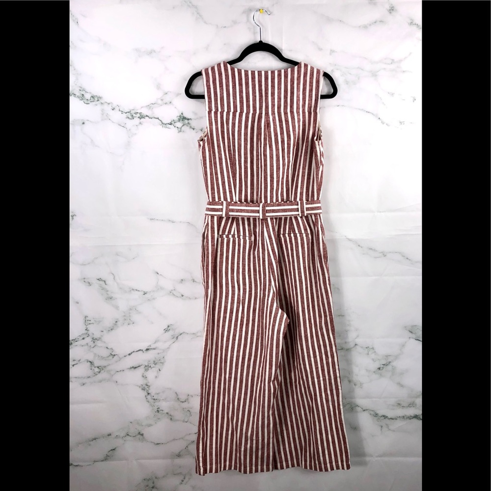 Boden Rust and White Striped Sleeveless Jumpsuit - Picture 9 of 10